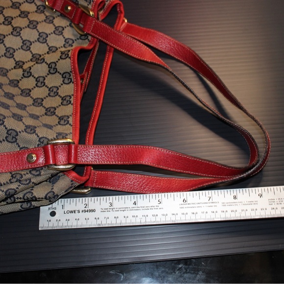 Gucci canvas tote with red leather and gold hardware - Picture 14 of 16